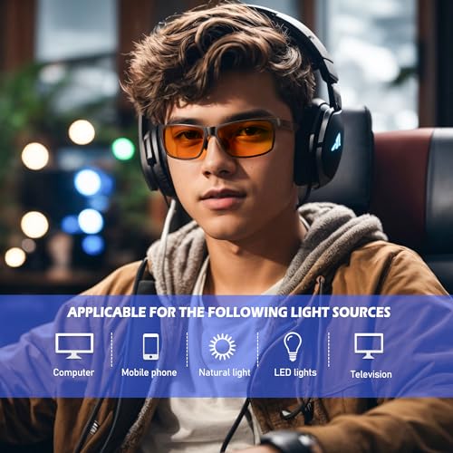 ANYLUV Blue Light Blocking Glasses Men Computer Gaming Glasses Lightweight Al-Mg Metal Anti Eyestrain UV400 Clear Lens Eye Protection