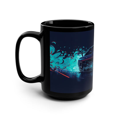 JDM Drift Racing 15oz Black Mug — Blue Smoke Design