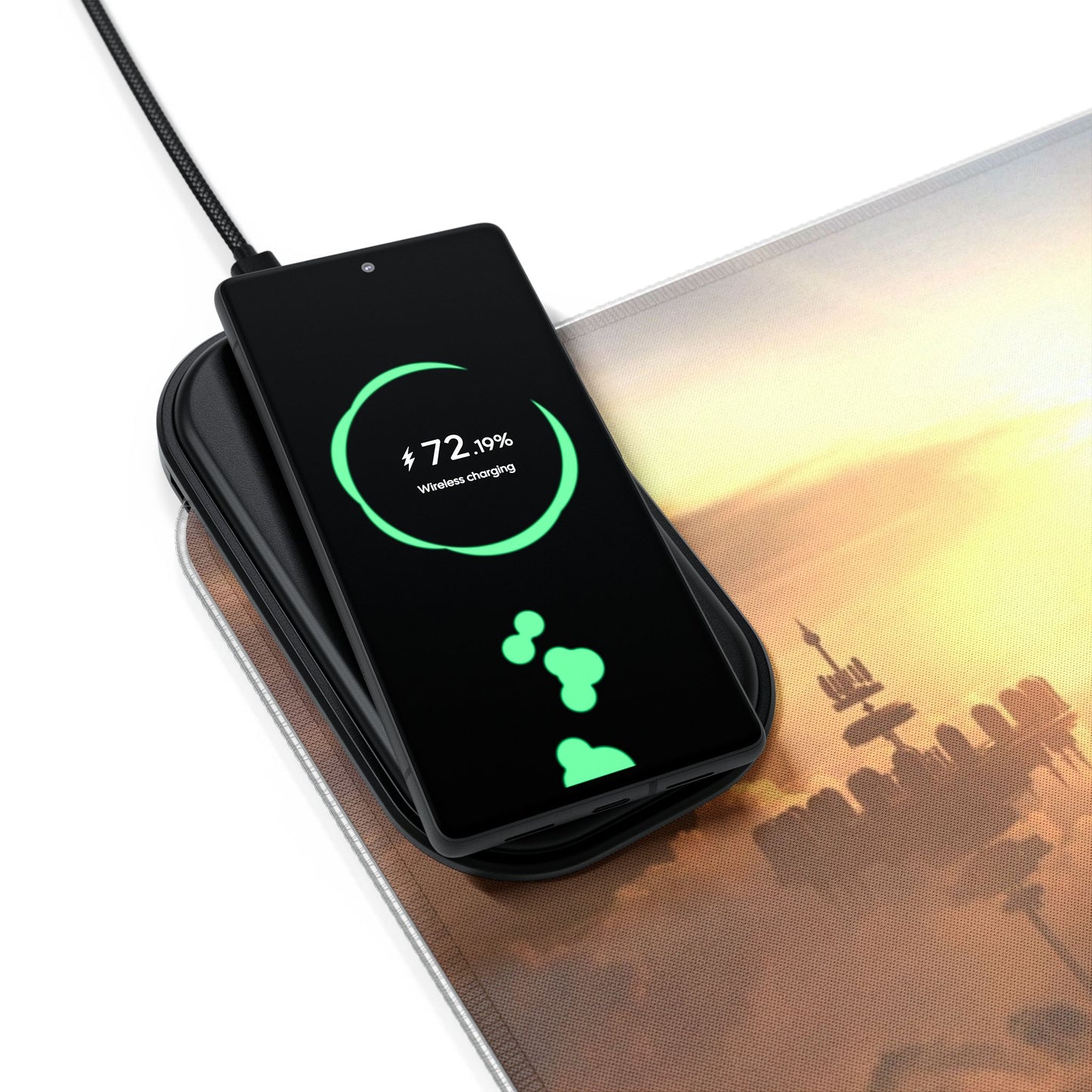 LED Gaming Mouse Pad with Wireless Charger — Sci‑Fi Battlefront Desk Mat