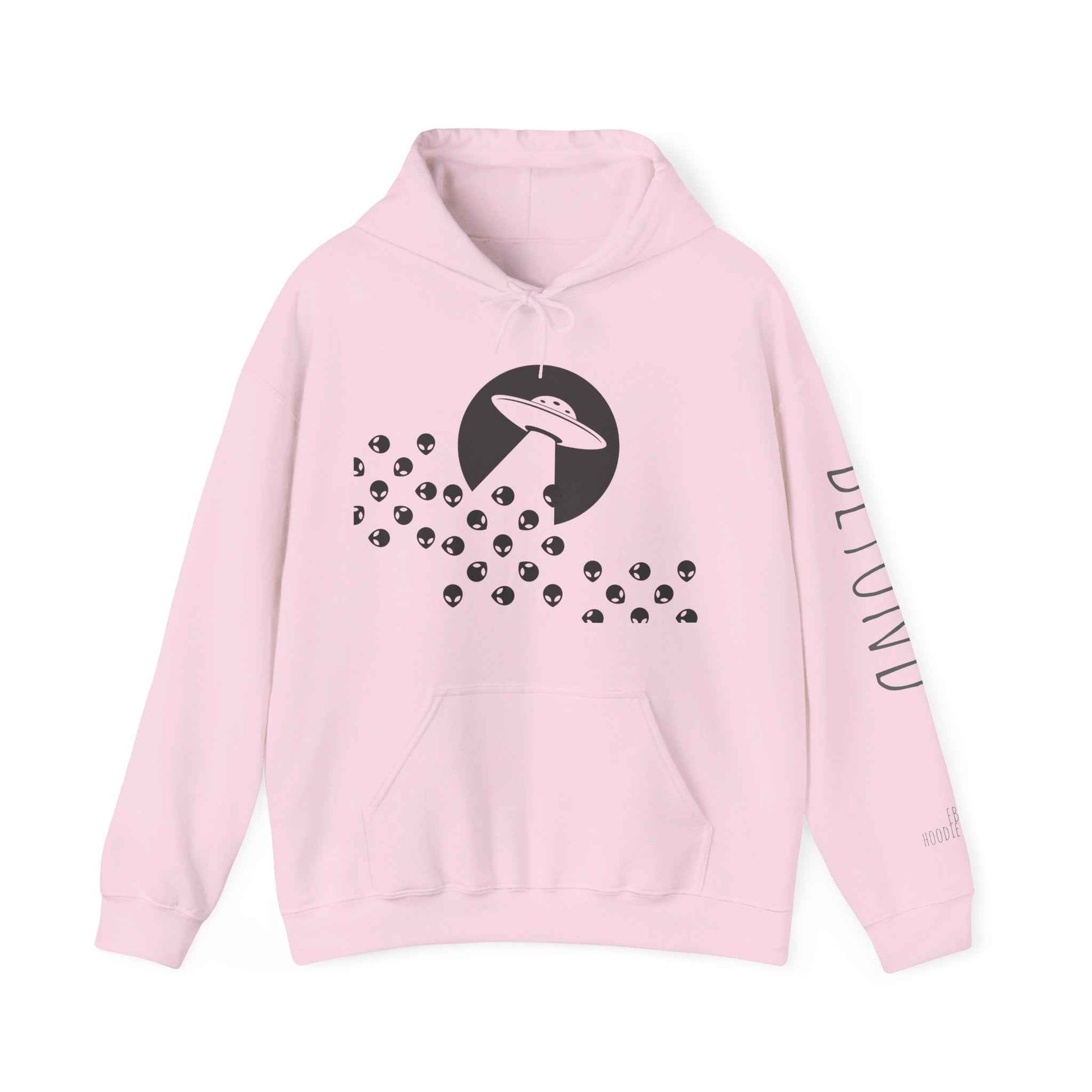 Alien Beam Me Up Hoodie - Soft Cotton Blend Hoodie With Adjustable Hood & Kangaroo Pocket Light Pink Hoodie