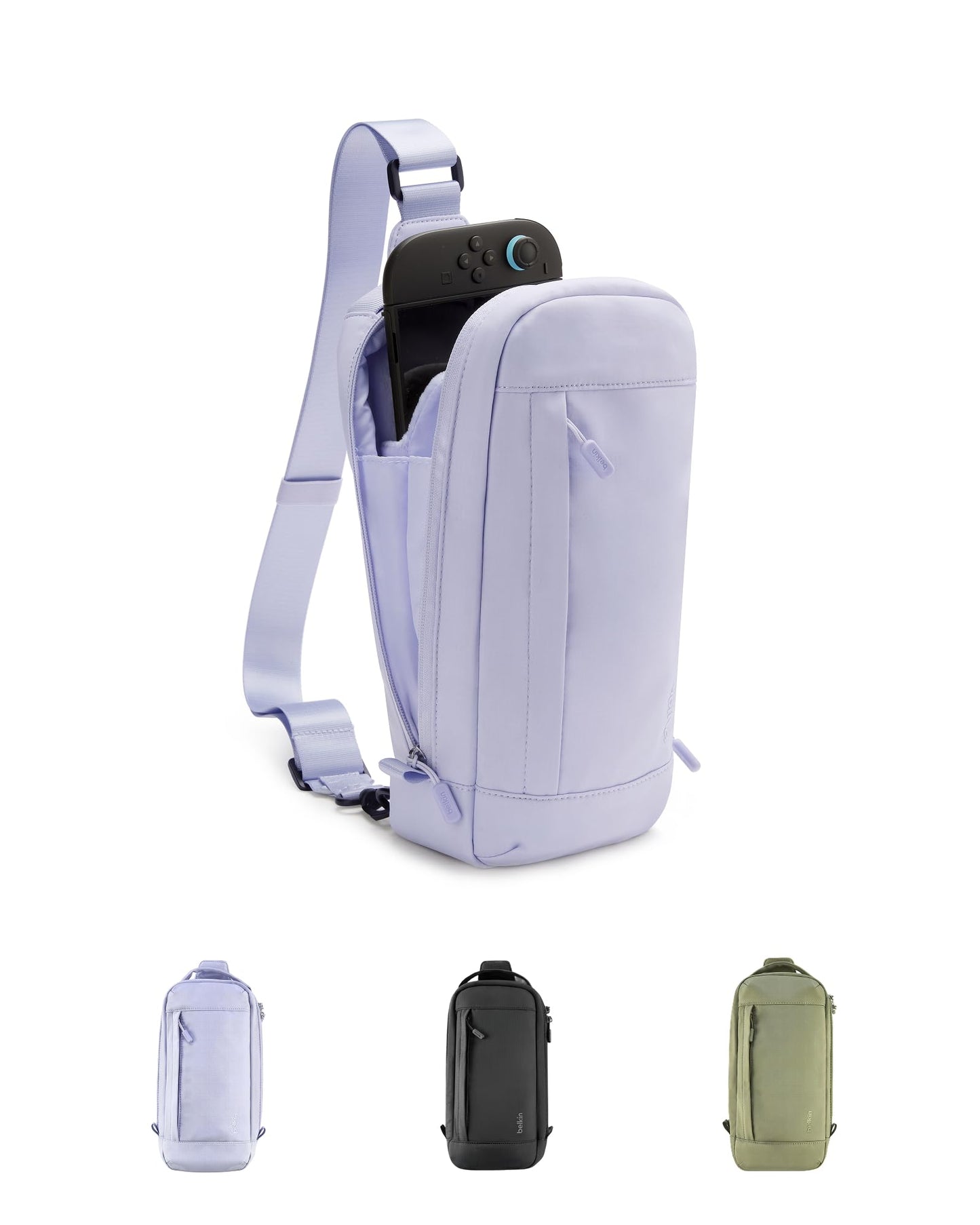 Belkin Nintendo Switch 2 Carrying Case, Sling Crossbody Travel Bag | Lightweight crossbody travel bag with stowable crossbody strap, soft interior, fits 2 Pro Controllers and 10 game card slots