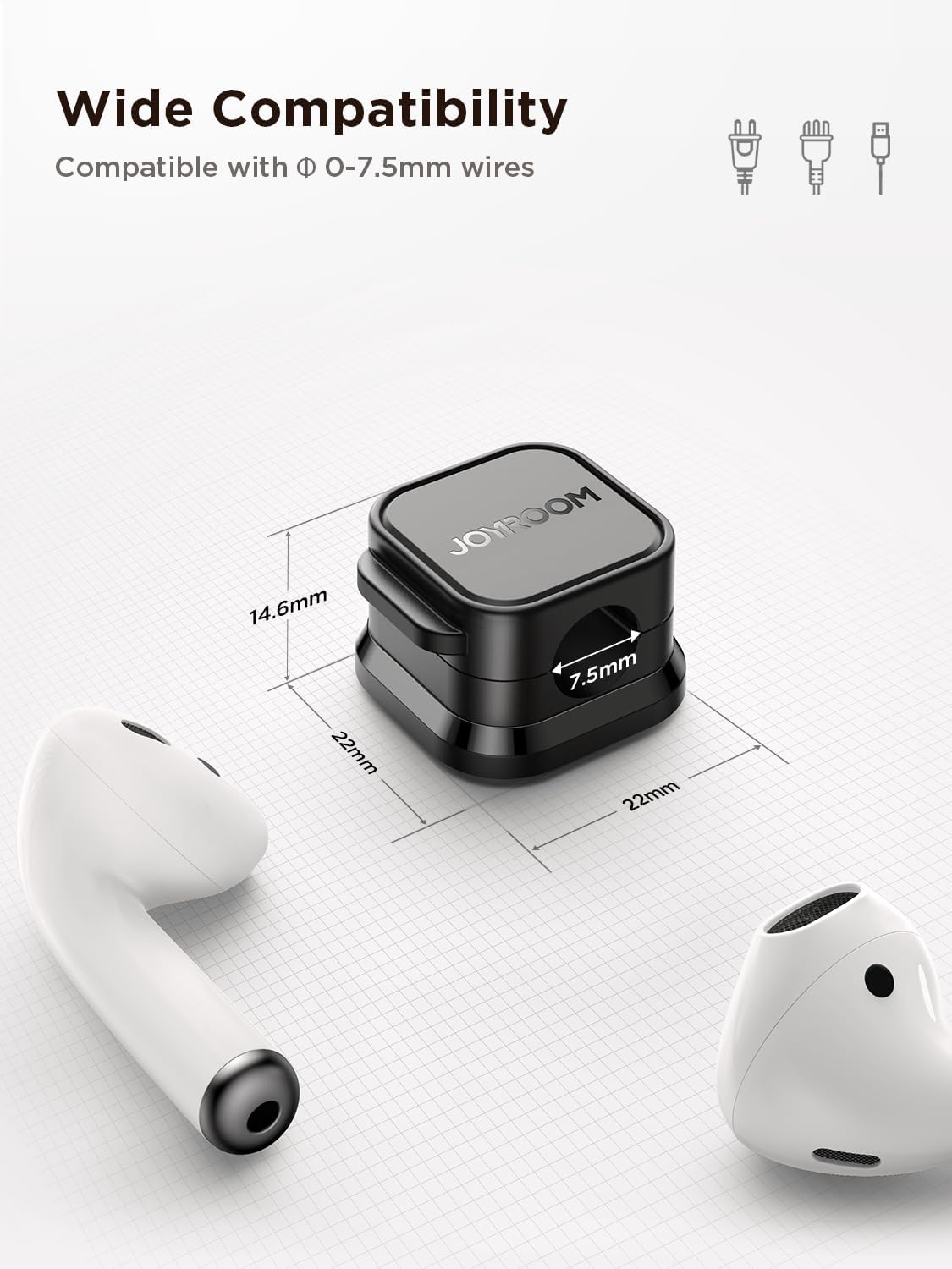 JOYROOM 9 Pack Magnetic Cable Clips, Cord Organizer Adhesive Wire Holder | Home Nightstand Office Desk Accessories, Car Wall Organization, Phone Charger Cord Holder Management, Cable Smooth Adjustable