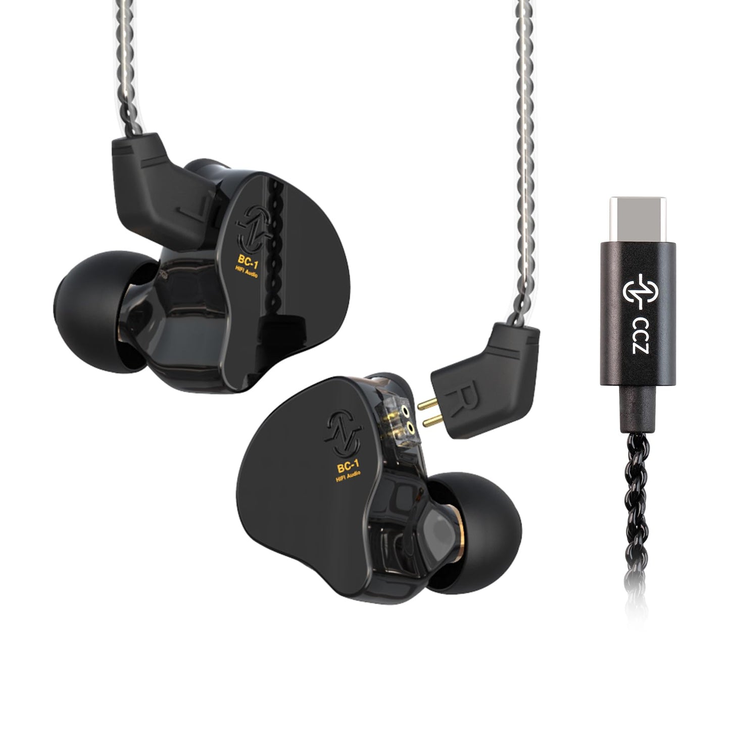 YINYOO KZ-ZST Colorful Hybrid Banlance Armature with Dynamic Ear Earphone 1BA+1DD HiFi Headset KZ in Ear Monitor Headphone Wired Earbuds IEM Earphone Gaming Ear Buds (Colorful/zst Without Microphone)