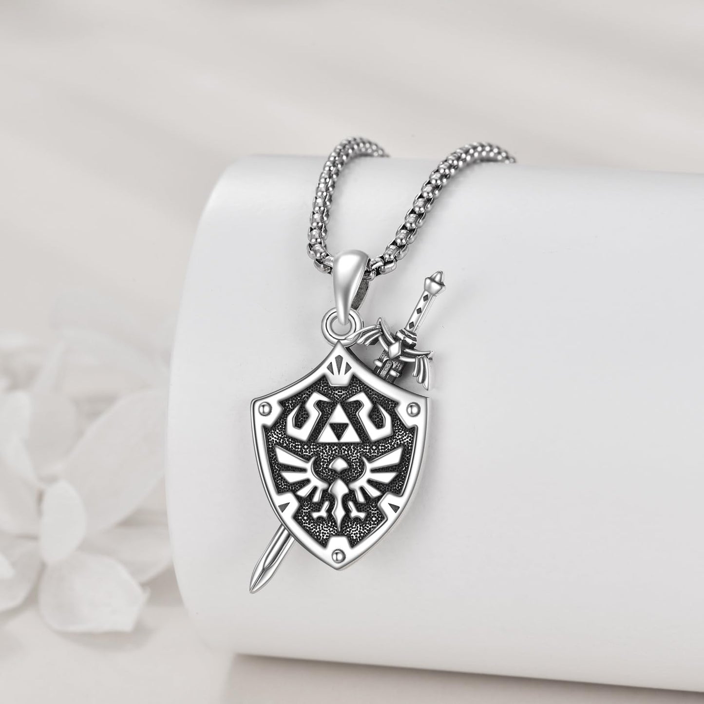 YFN Zelda Necklace Sterling Silver Triforce Pendant Zelda Jewelry Gifts for Men Women