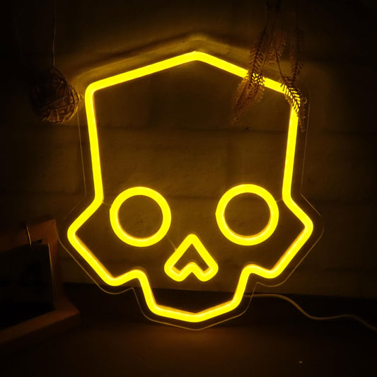 Skull Neon Sign Hero Diver Neon Lights for Game Room Decor, Man Cave Yellow Skeleton Skull Led Neon Light Bar Decor Perfect for Halloween Party,LED Lights with Dimmable Switch 11 * 12 INCH