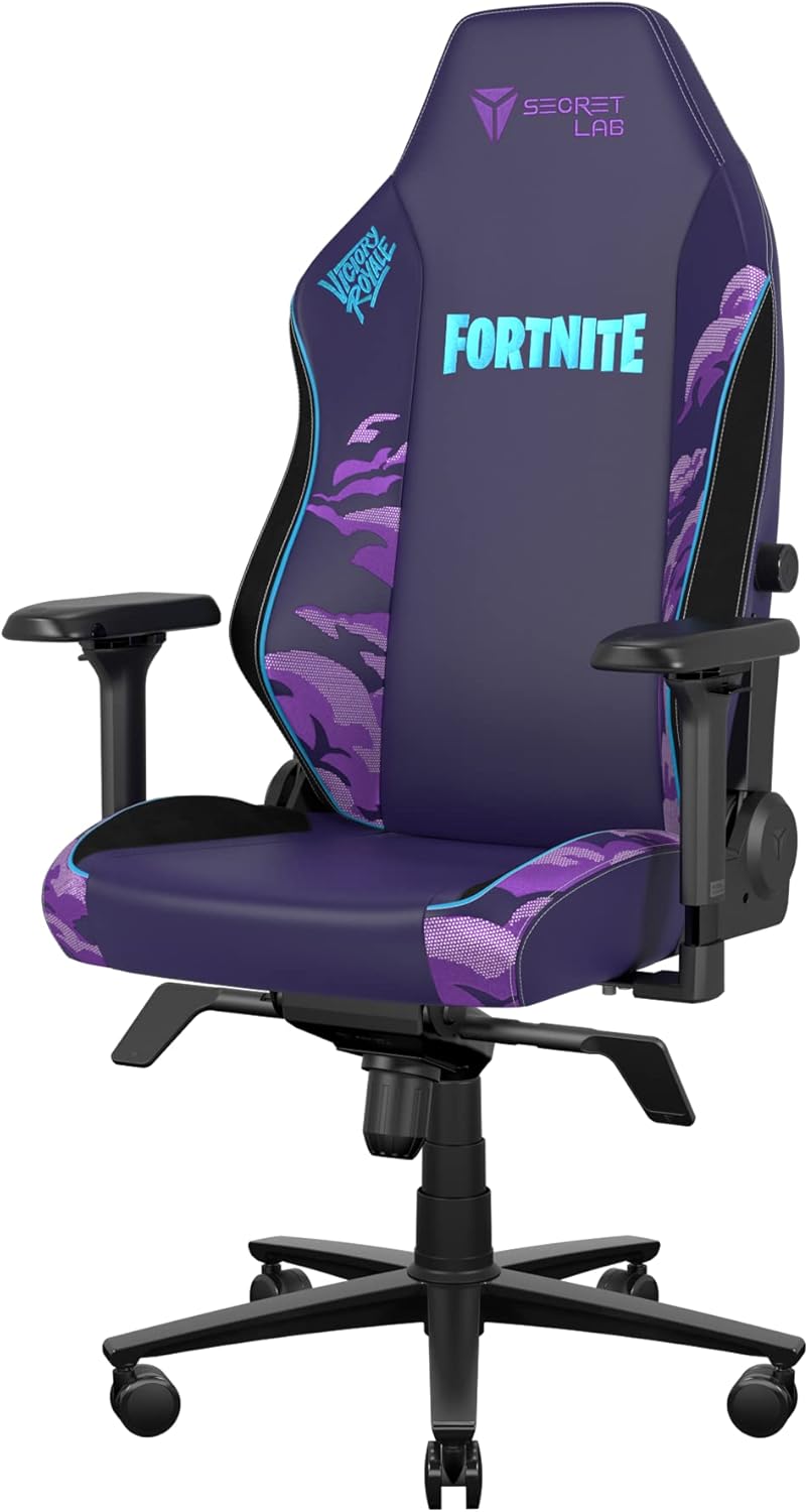 Secretlab Titan Evo Fortnite Gaming Chair - Reclining - Ergonomic & Comfortable Computer Chair with 4D Armrests - Magnetic Head Pillow & Lumbar Support - Small - Purple - Leatherette