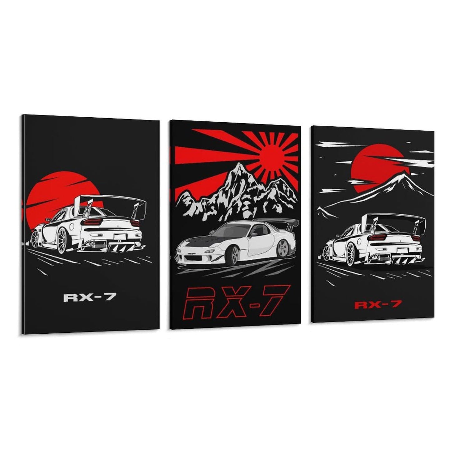 RIUFIN 3pcs JDM Sport Car Posters Rx7 Car Wall Decor Art-Modern Car Wall Art Prints Cool Posters for Boys Room-Bathroom Bedroom Office Canvas Wall Art Ready to Hang 12x18inch(30x45cm)