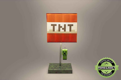 Minecraft TNT Block 14-Inch Desk Lamp with 3D Creeper Puller | LED Lamp