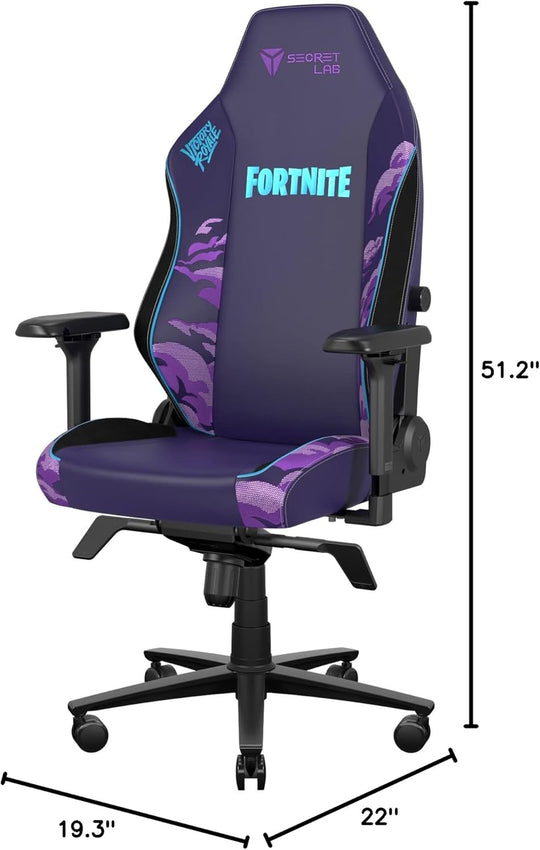 Secretlab Titan Evo Fortnite Gaming Chair - Reclining - Ergonomic & Comfortable Computer Chair with 4D Armrests - Magnetic Head Pillow & Lumbar Support - Small - Purple - Leatherette