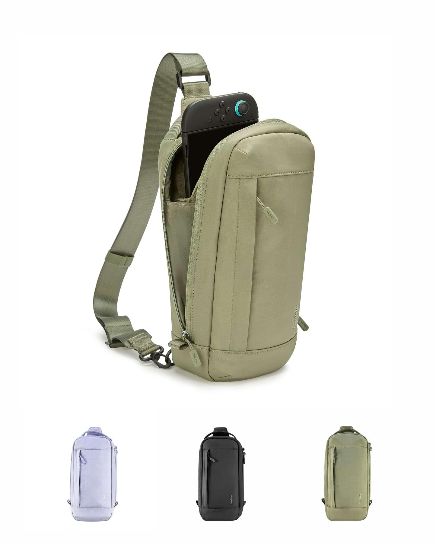 Belkin Nintendo Switch 2 Carrying Case, Sling Crossbody Travel Bag | Lightweight crossbody travel bag with stowable crossbody strap, soft interior, fits 2 Pro Controllers and 10 game card slots