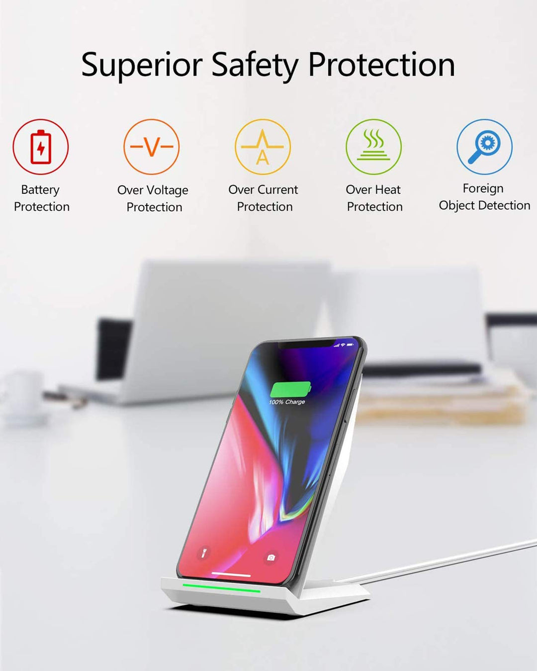 Fast Wireless Charger,NANAMI Qi Certified Wireless Charging Stand Compatible iPhone 15/15 Pro/15 Plus/15 Pro Max/14/14 Pro/13/12,Samsung Galaxy S24/S23/S22/S21/S20/Note 20 Ultra and Qi-Enabled Phone