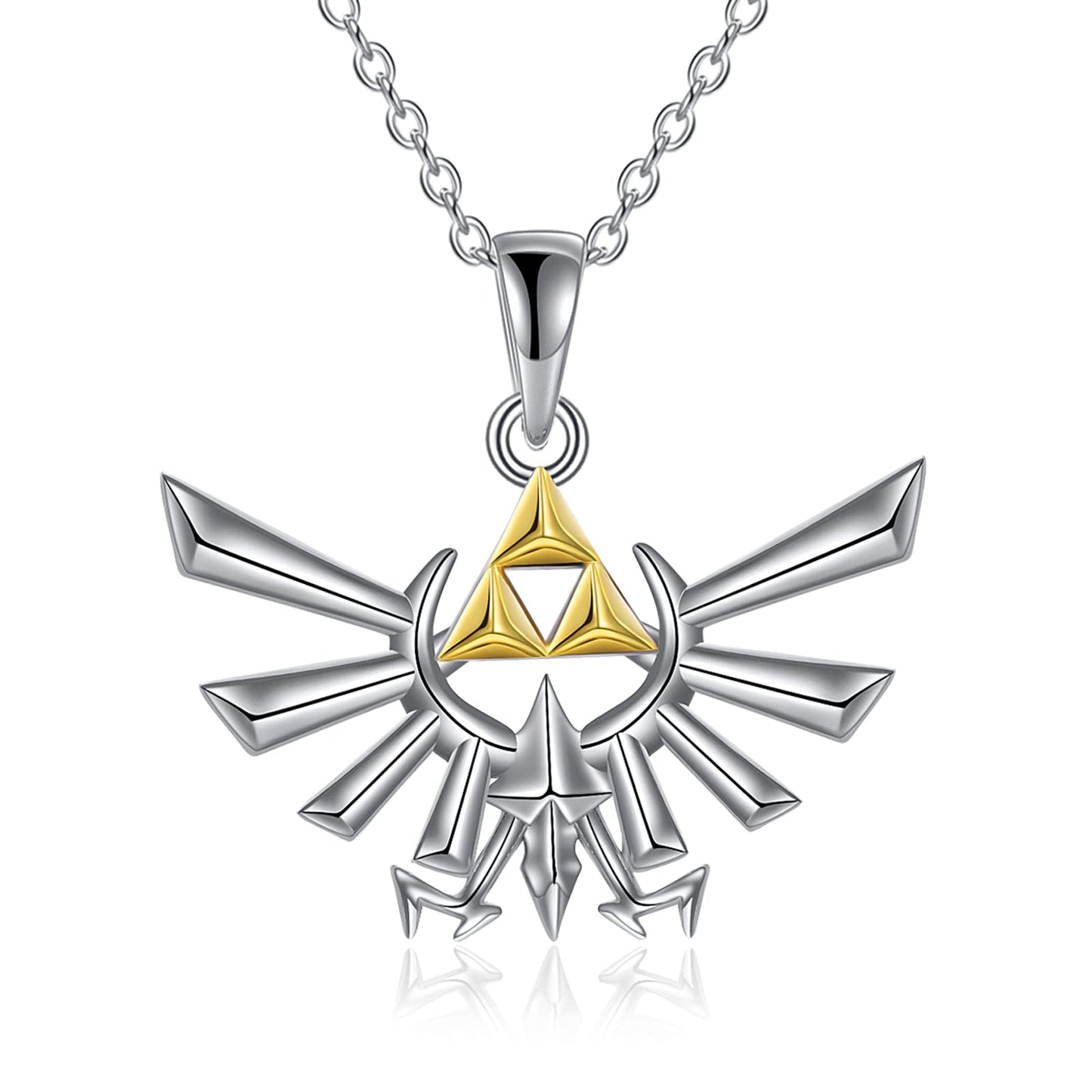 YFN Zelda Necklace Sterling Silver Triforce Pendant Zelda Jewelry Gifts for Men Women