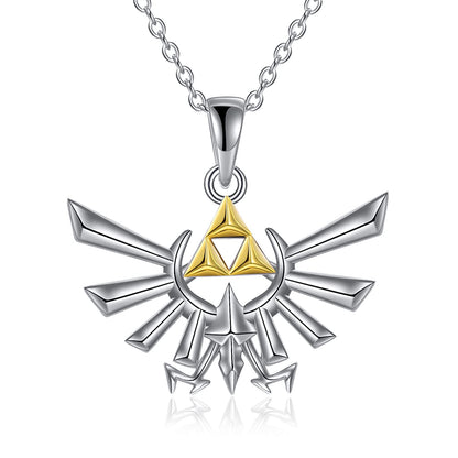 YFN Zelda Necklace Sterling Silver Triforce Pendant Zelda Jewelry Gifts for Men Women