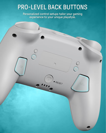 FUNLAB [Luminous Pattern] Switch Pro Controller Wireless Compatible with Switch/OLED/Lite, Firefly Bluetooth Remote Gamepad with 7 LED Colors/Paddle/Turbo/Motion Control - White