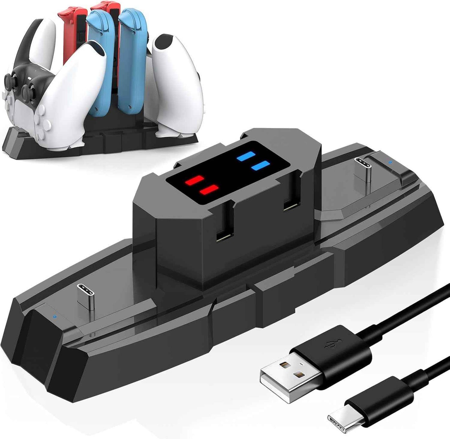 Switch Controller Charger | 6 in 1 Charging Station for Nintendo Switch & Pro Controllers