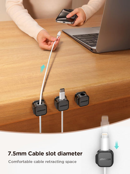 JOYROOM 9 Pack Magnetic Cable Clips, Cord Organizer Adhesive Wire Holder | Home Nightstand Office Desk Accessories, Car Wall Organization, Phone Charger Cord Holder Management, Cable Smooth Adjustable