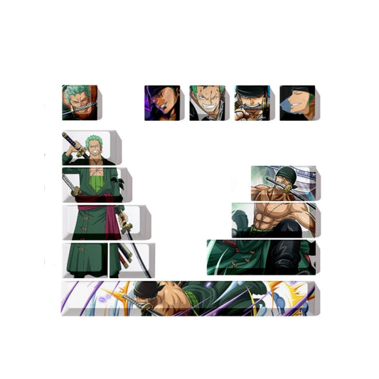 Computer keyborads PBT Dye Upgrade 68 Keycap Set Profile Keycaps Keyset with Puller for Cherry Mx Gateron Kailh Switch Mechanical Keyboard Japanese Anime Series (12-one Piece Zoro) zoro