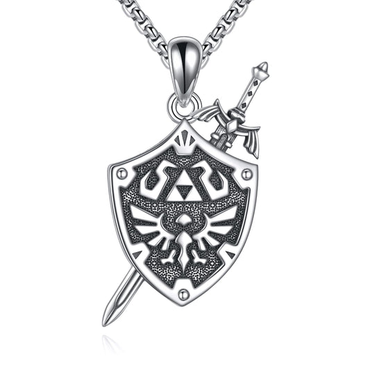 YFN Zelda Necklace Sterling Silver Triforce Pendant Zelda Jewelry Gifts for Men Women