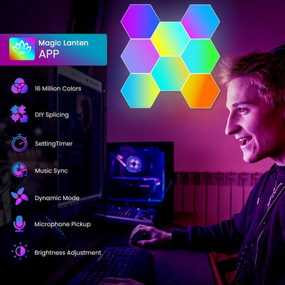 TISOFU 20 Pack Hexagon Lights LED Wall Panels, RGB Gaming Lights with APP/Music Sync & Remote, DIY Smart Modular Hexagonal Honeycomb Glide Hex Tiles Panel, Bedroom Party Decor Gifts
