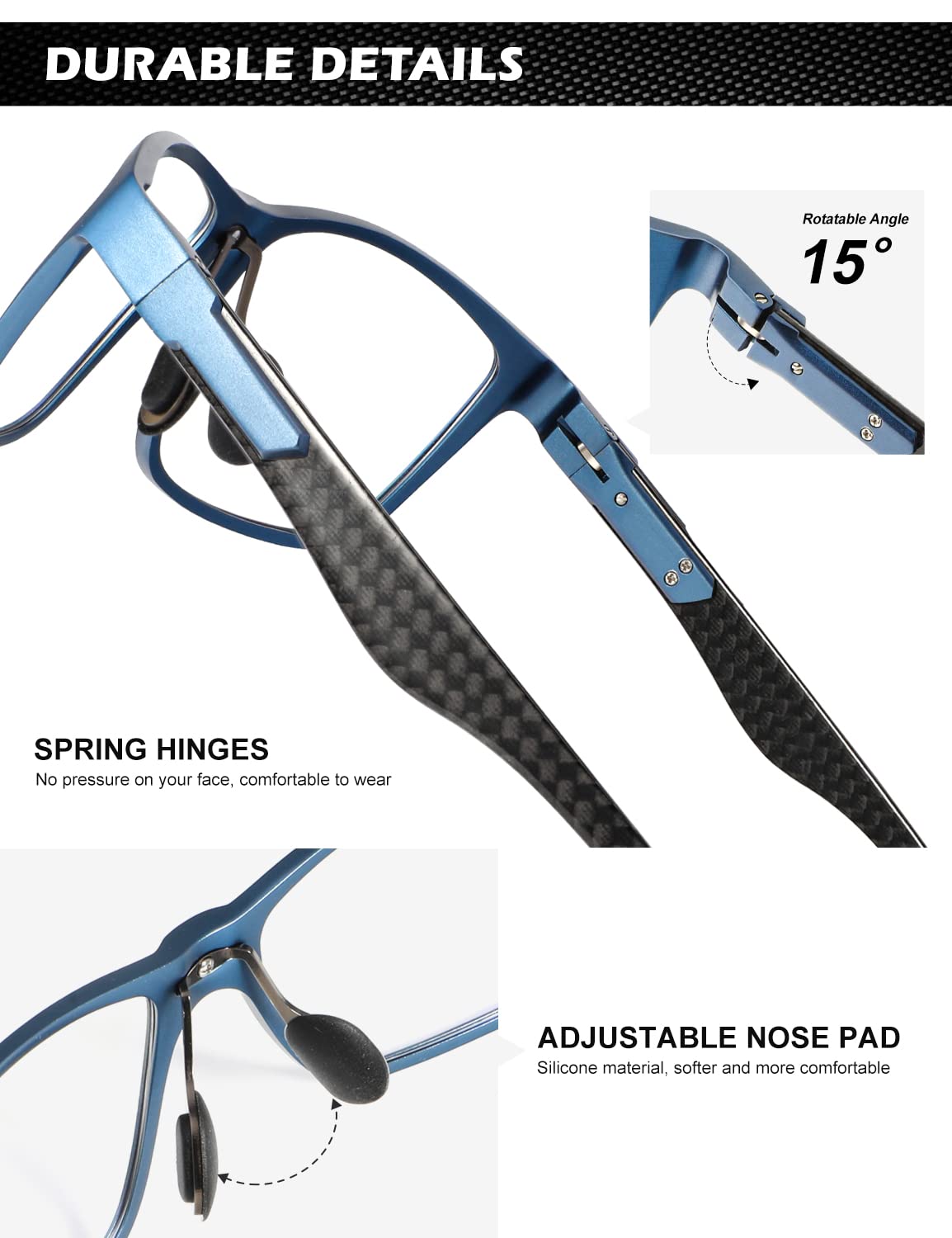ANYLUV Blue Light Blocking Glasses Men Computer Gaming Glasses Lightweight Al-Mg Metal Anti Eyestrain UV400 Clear Lens Eye Protection 