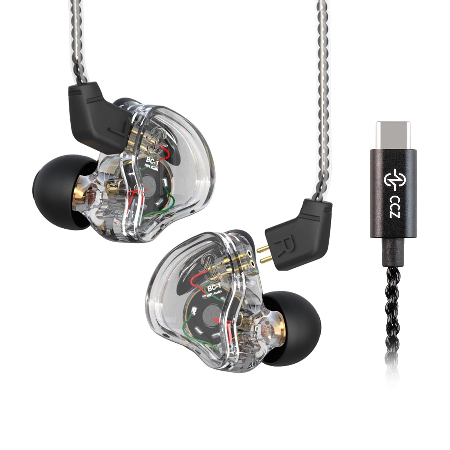 YINYOO KZ-ZST Colorful Hybrid Banlance Armature with Dynamic Ear Earphone 1BA+1DD HiFi Headset KZ in Ear Monitor Headphone Wired Earbuds IEM Earphone Gaming Ear Buds (Colorful/zst Without Microphone)