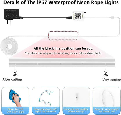 SILFU Neon Rope Lights, 50FT RGB LED Strip Lights
