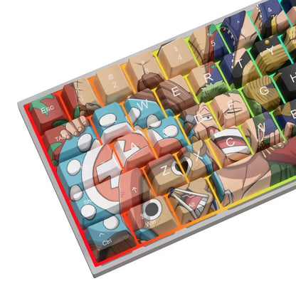 Computer keyborads PBT Dye Upgrade 68 Keycap Set Profile Keycaps Keyset with Puller for Cherry Mx Gateron Kailh Switch Mechanical Keyboard Japanese Anime Series (12-one Piece Zoro)