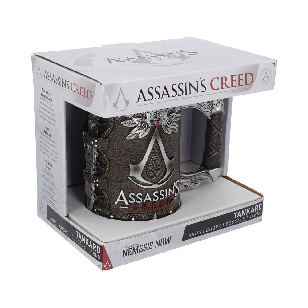 Nemesis Now Video Game Merch Tankard, Hand-Painted Resin Beer Mug, Stainless Steel Removable Insert, Gamer Gifts, 15.5cm - Assassin's Creed The Creed