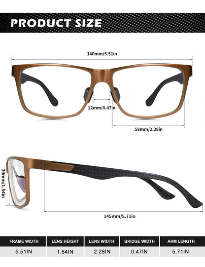 ANYLUV Blue Light Blocking Glasses Men Computer Gaming Glasses Lightweight Al-Mg Metal Anti Eyestrain UV400 Clear Lens Eye Protection 