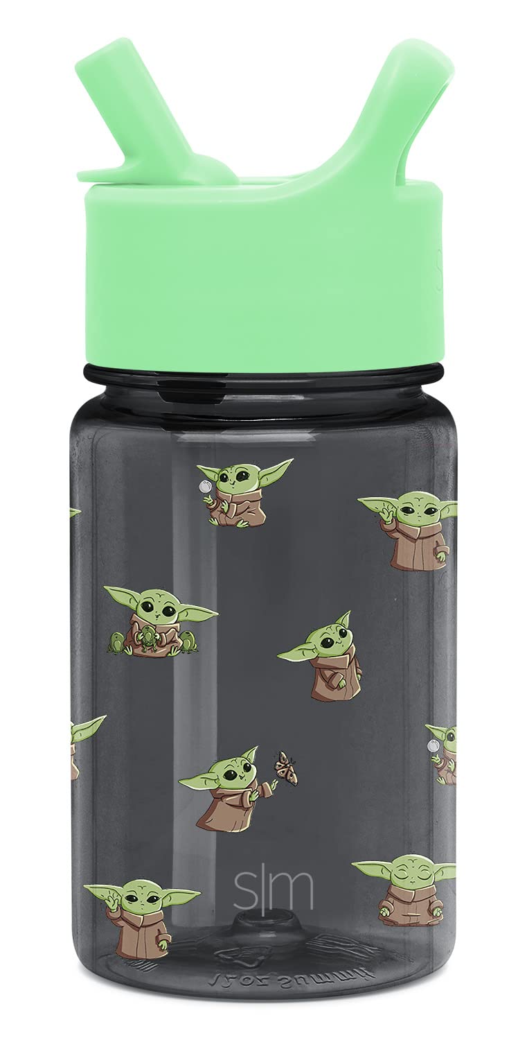 Simple Modern Star Wars Baby Yoda Grogu Kids Water Bottle Plastic BPA-Free Tritan Cup with Leak Proof Straw Lid | Durable for Toddlers, Boys | Summit Collection | 12oz, Grogu Force Strong