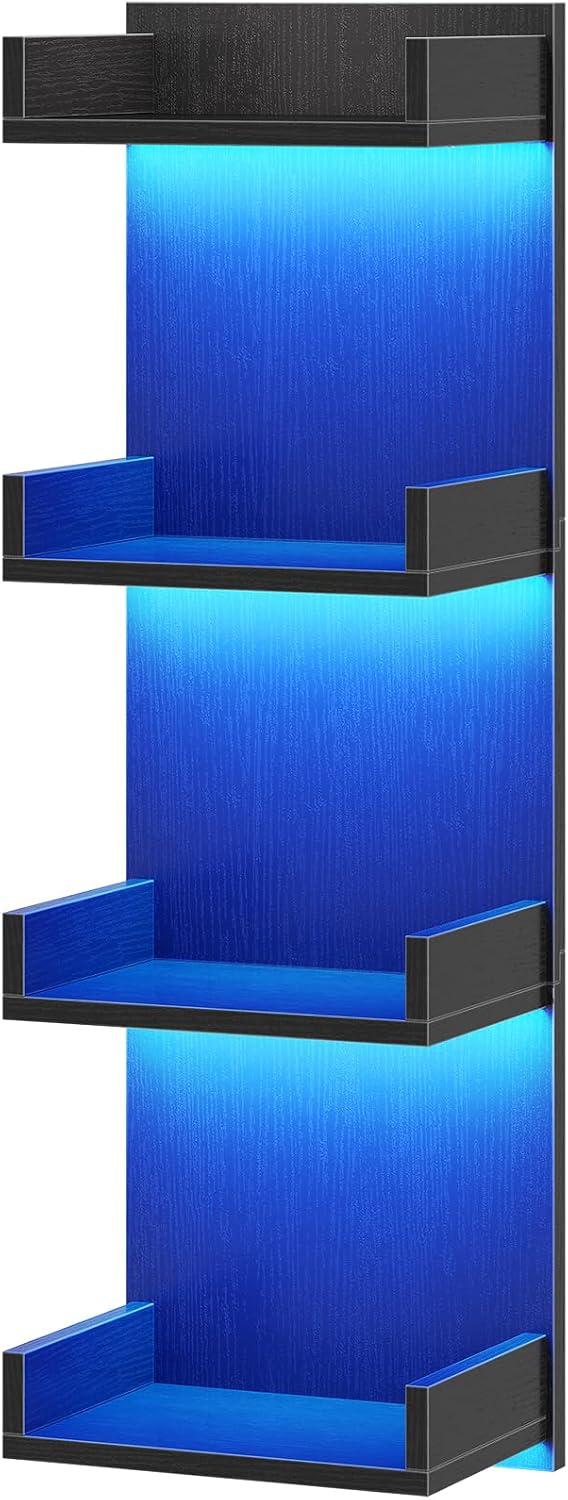 HOOBRO Floating Wall Shelves with LED Lights, Floating Shelf Wall Mounted