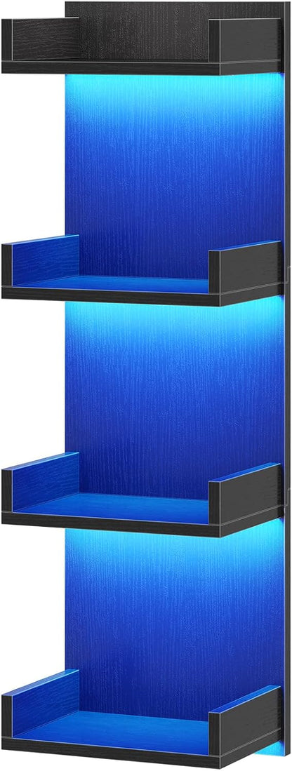 HOOBRO Floating Wall Shelves with LED Lights, Floating Shelf Wall Mounted