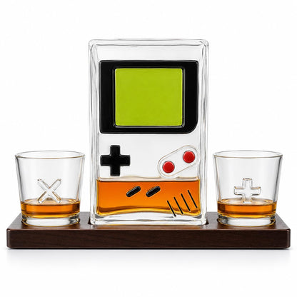 Gaming Controller Whiskey Decanter Set with 2 Glasses & Stand – 850ml Glass Decanter, Video Game Gift for Dad Husband or Boyfriend Valentine's Day Barware for Home Bar Man Cave Birthdays Father’s Day