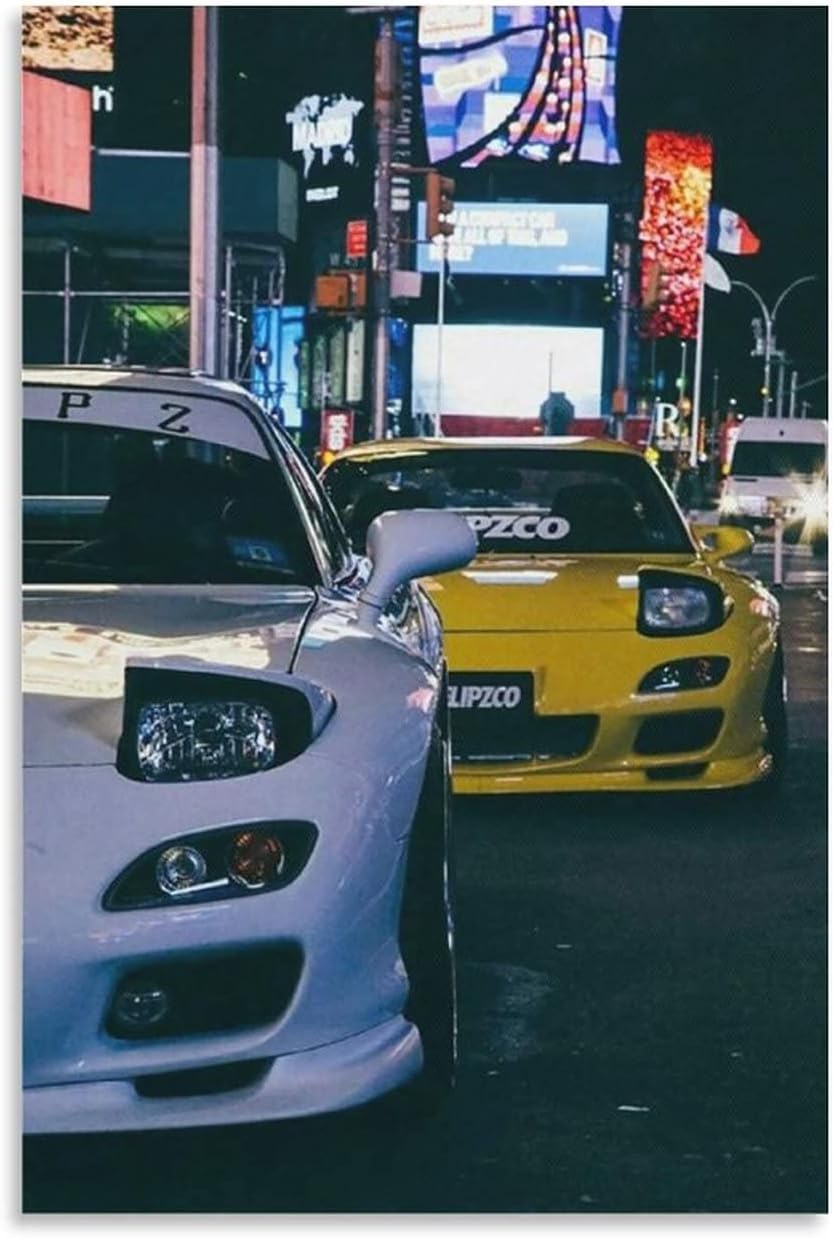 Fbroceh JDM Style Car Battle Poster Aesthetic Street Racing Wall Art Decorative Canvas Print for Home Room Bedroom 12x18inch(30x45cm)