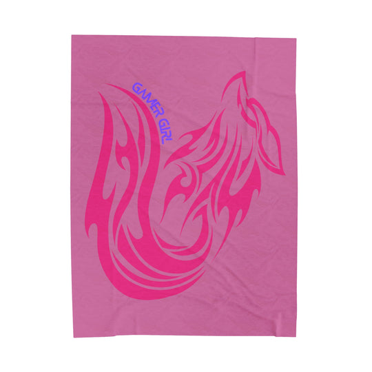Gamer Girl Pink Fox Velveteen Plush Blanket