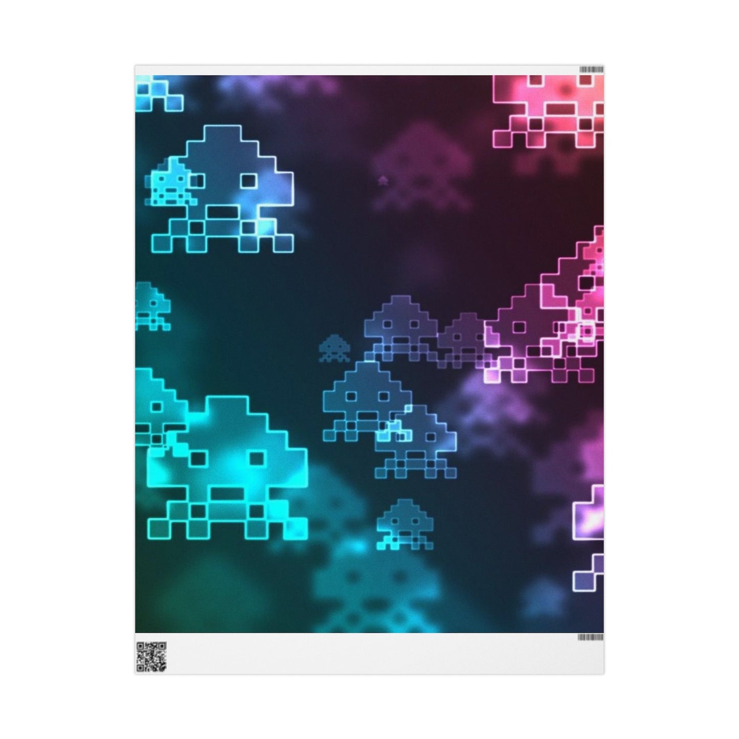 Neon Galaxy Retro Wrapping Paper Roll — Cosmic Arcade Gift Wrap
