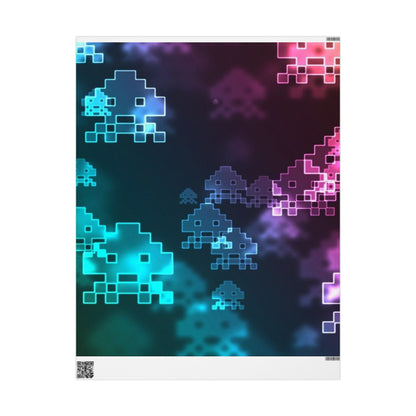 Neon Galaxy Retro Wrapping Paper Roll — Cosmic Arcade Gift Wrap