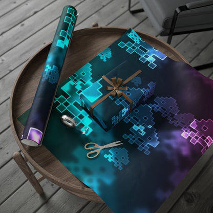 Neon Galaxy Retro Wrapping Paper Roll — Cosmic Arcade Gift Wrap