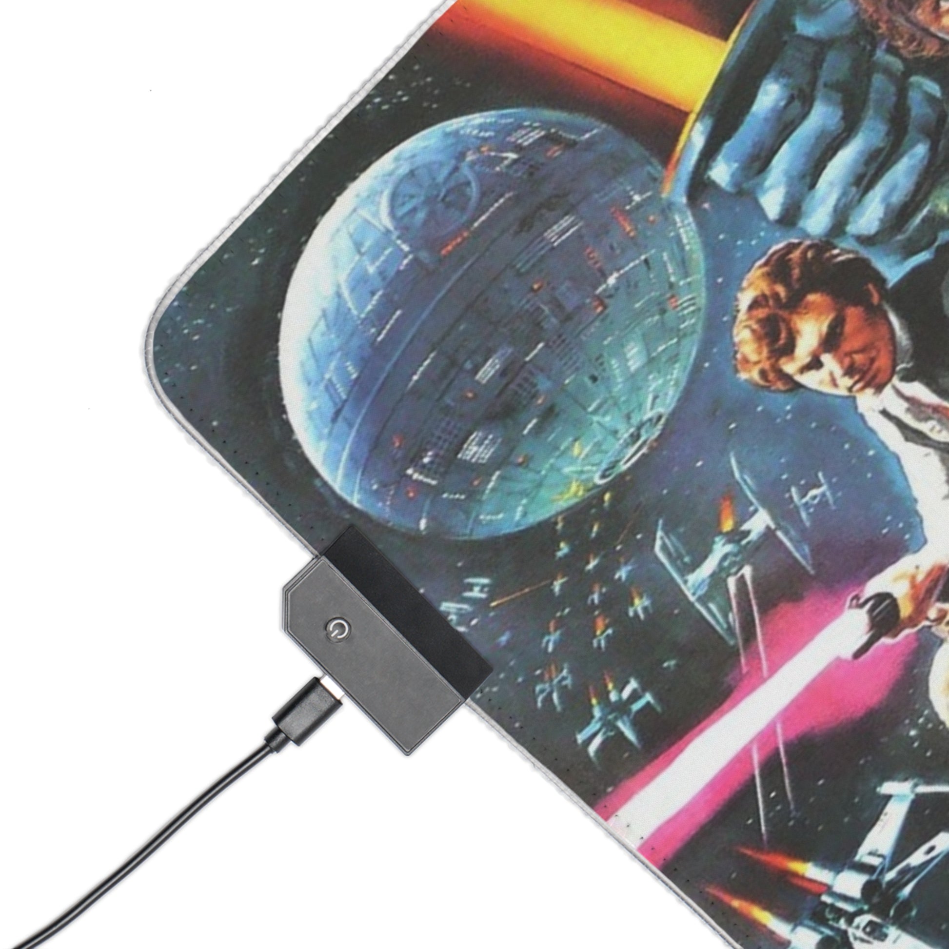 USB adapter attached to a Star Wars-themed laptop
