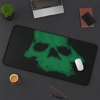 Green Brushstroke Skull Desk Mat — Pirate Gaming Mousepad