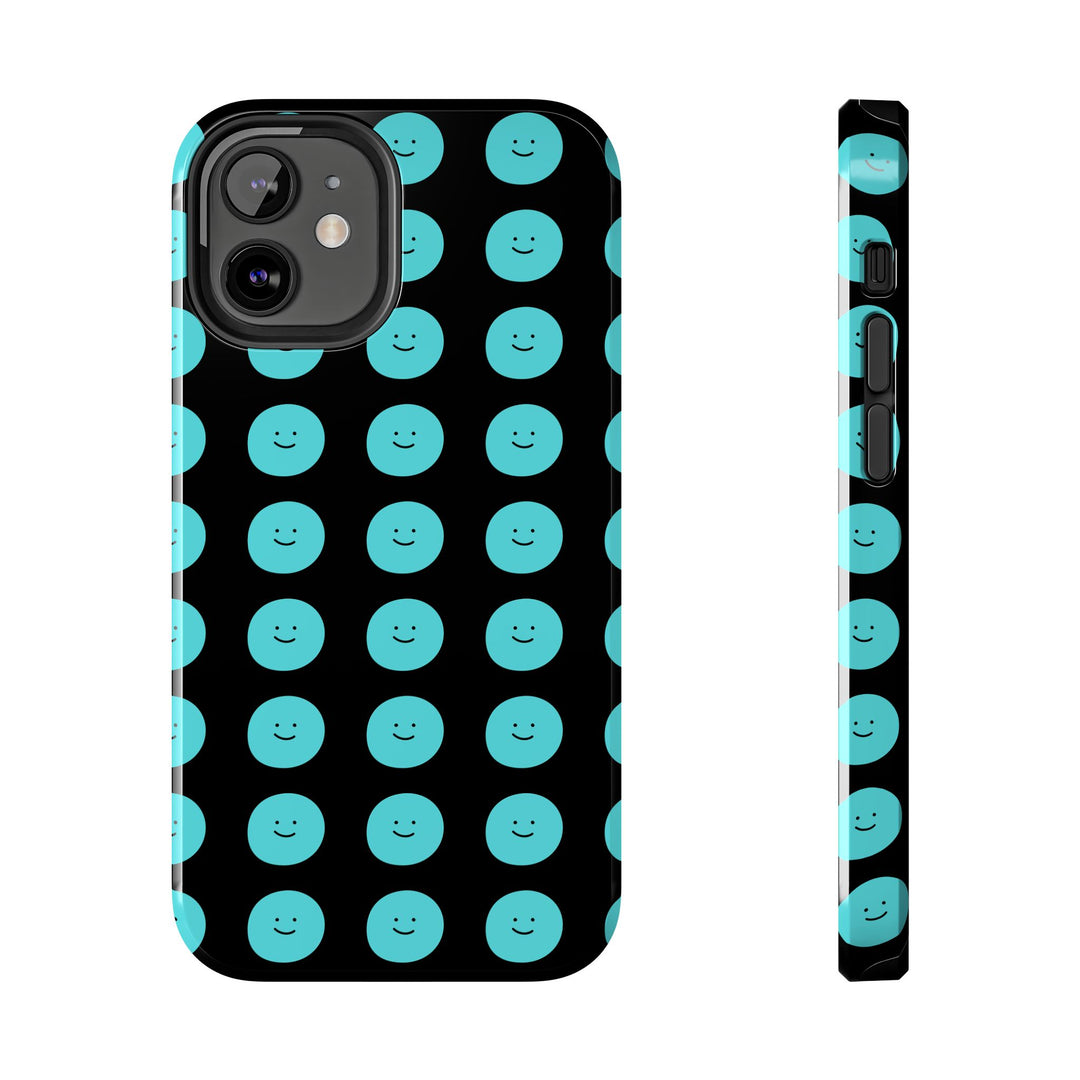 Blue Smiley Face Tough Phone Case - Durable Phone Protector, Strong Mobile Cover, Protective Smartphone Shell, Cute Emoji Design, Impact