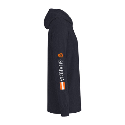 Racer Tech Hooded Long Sleeve Tee — Subtle Logo & Sleeve Stripe