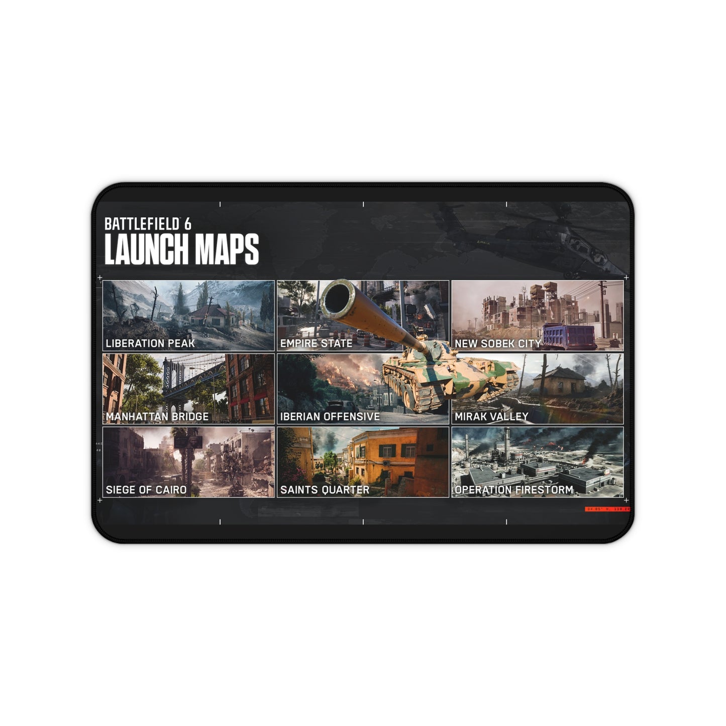 Battlefield 6 Inspired Desk Mat - Gaming Mouse Pad with Launch Maps Design