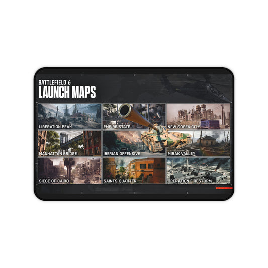 Battlefield 6 Inspired Desk Mat - Gaming Mouse Pad with Launch Maps Design