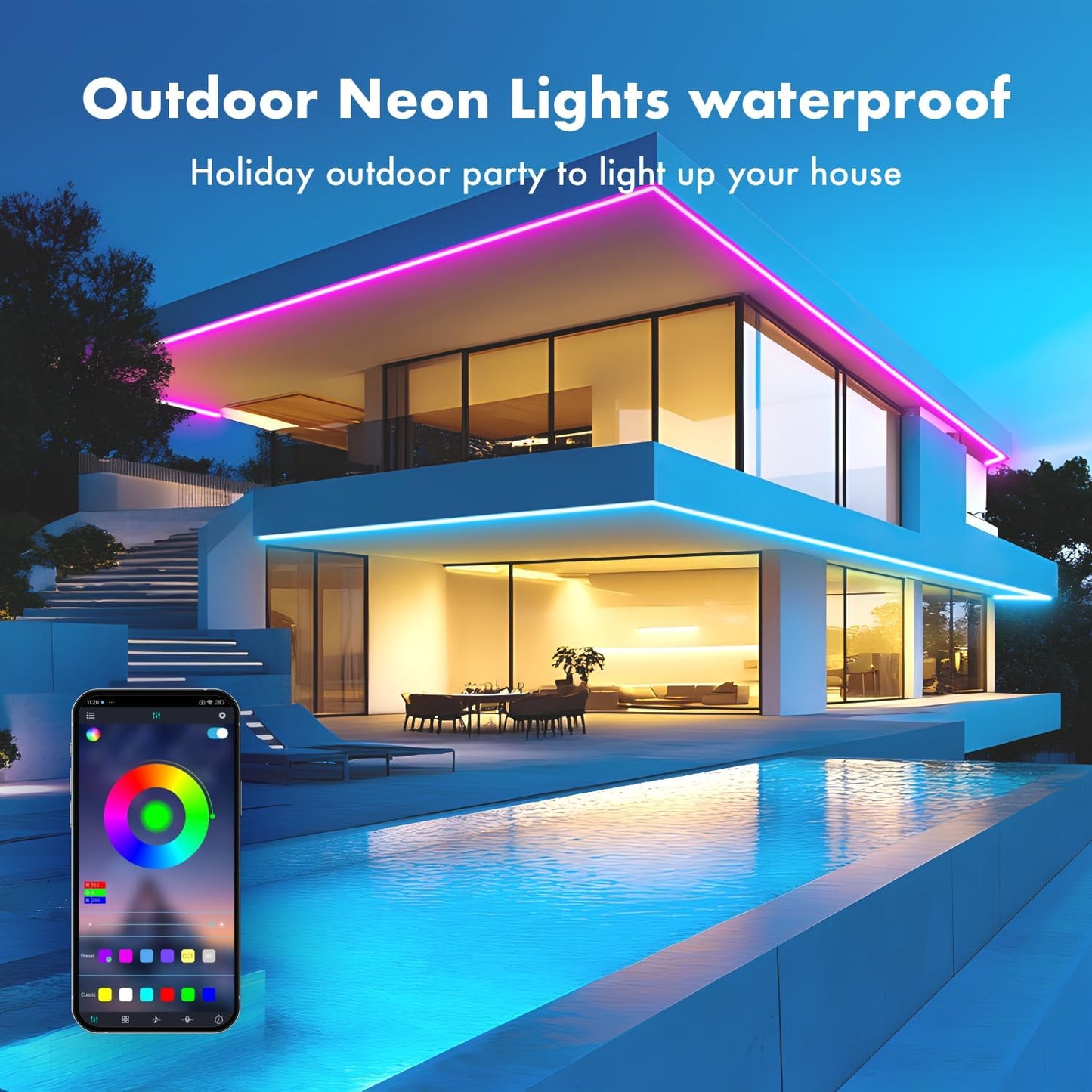 SILFU Neon Rope Lights, 50FT RGB LED Strip Lights