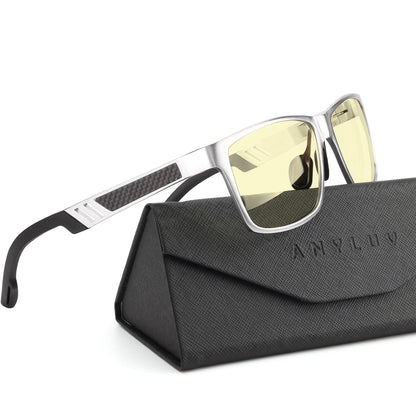 ANYLUV Blue Light Blocking Glasses Men Computer Gaming Glasses Lightweight Al-Mg Metal Anti Eyestrain UV400 Clear Lens Eye Protection 