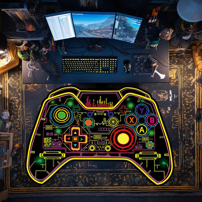 Gaming Rug Teen Boys Carpet Glow in The Blacklight Gamer Rug for Boys Room Playroom Non-Slip Area Rug Kids Boys Girls Game Room Casual Mat (60"x39")