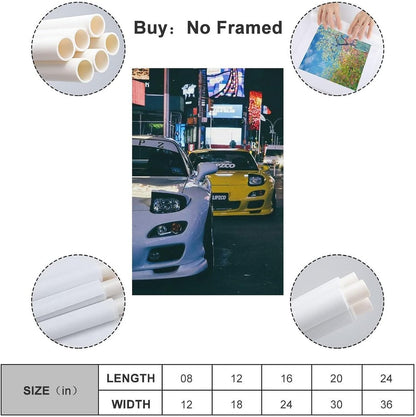 Fbroceh JDM Style Car Battle Poster Aesthetic Street Racing Wall Art Decorative Canvas Print for Home Room Bedroom 12x18inch(30x45cm)