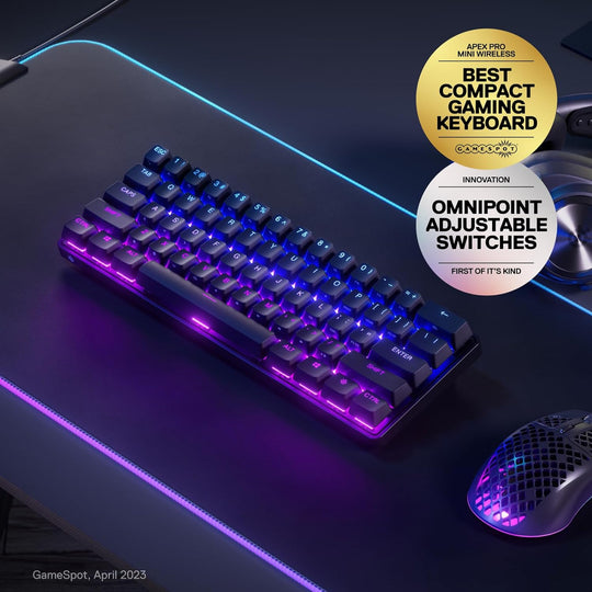 SteelSeries Apex Pro HyperMagnetic Gaming Keyboard — Adjustable Actuation — OLED Screen — RGB – USB Passthrough