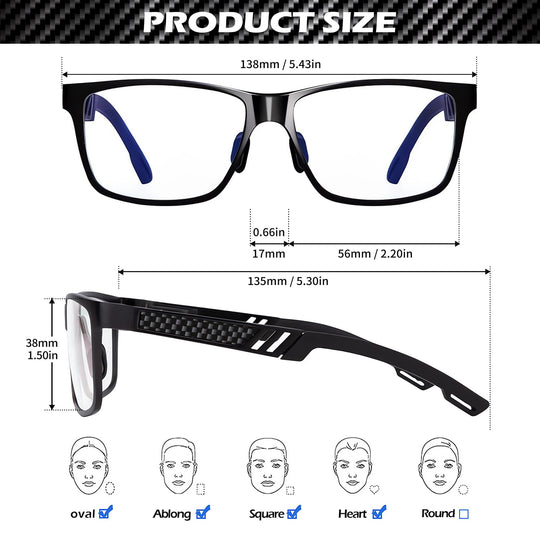 ANYLUV Blue Light Blocking Glasses Men Computer Gaming Glasses Lightweight Al-Mg Metal Anti Eyestrain UV400 Clear Lens Eye Protection